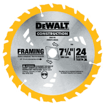 Dewalt DW3578 7-1/4" x 24T Framing Circular Saw Blade